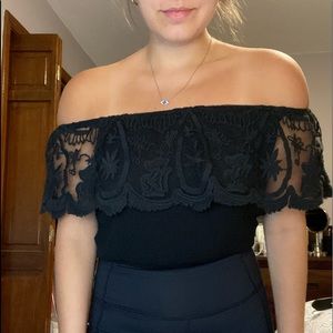 Forever 21 Black Lace Off the Shoulder Top